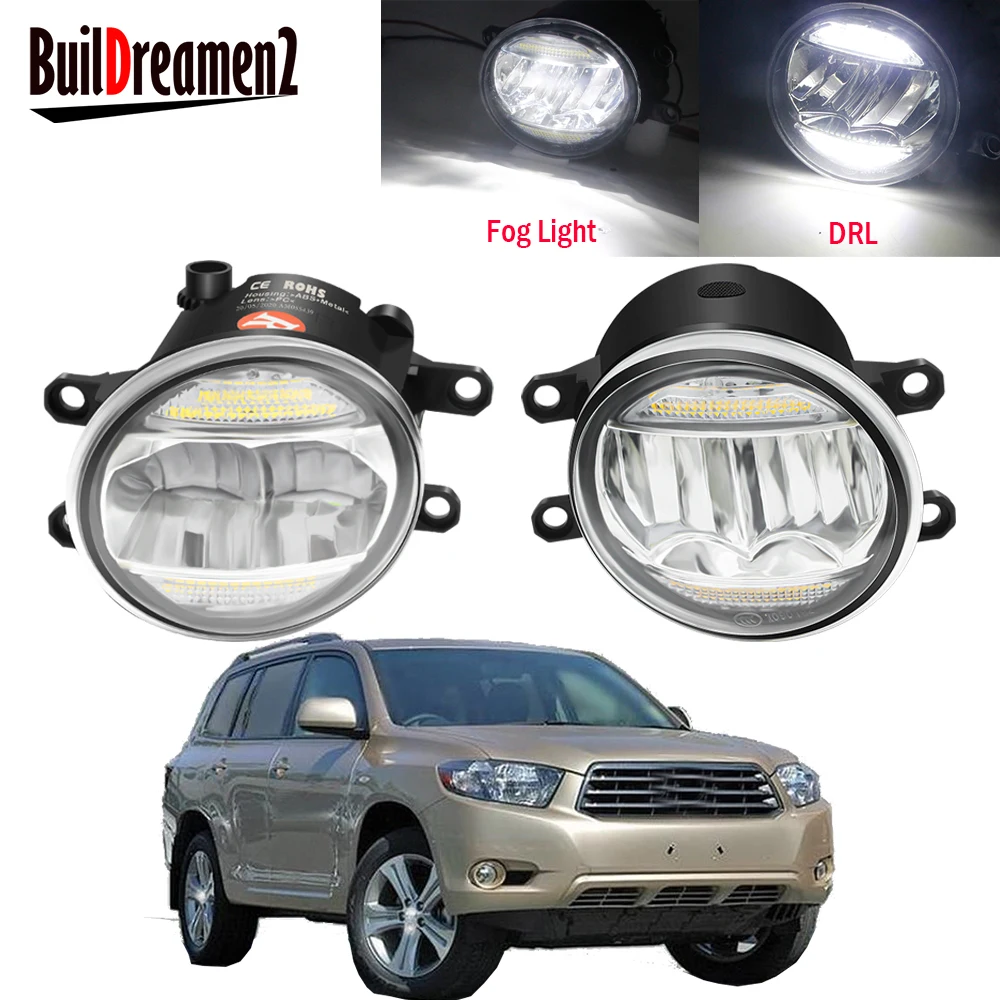 2 X 30W LED Fog Light Assembly DRL Car Right + Left Fog Daytime Running Lamp For Toyota Kluger GSU 40 Series 2007 2008 2009 2010