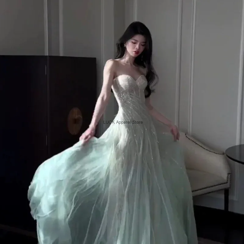 

qq681Популярное красивое весеннее стильное платье принцессы, новое темпераментное платье русалки для девочек, сладкое и пряное платье без бретелек, вечерние косплей