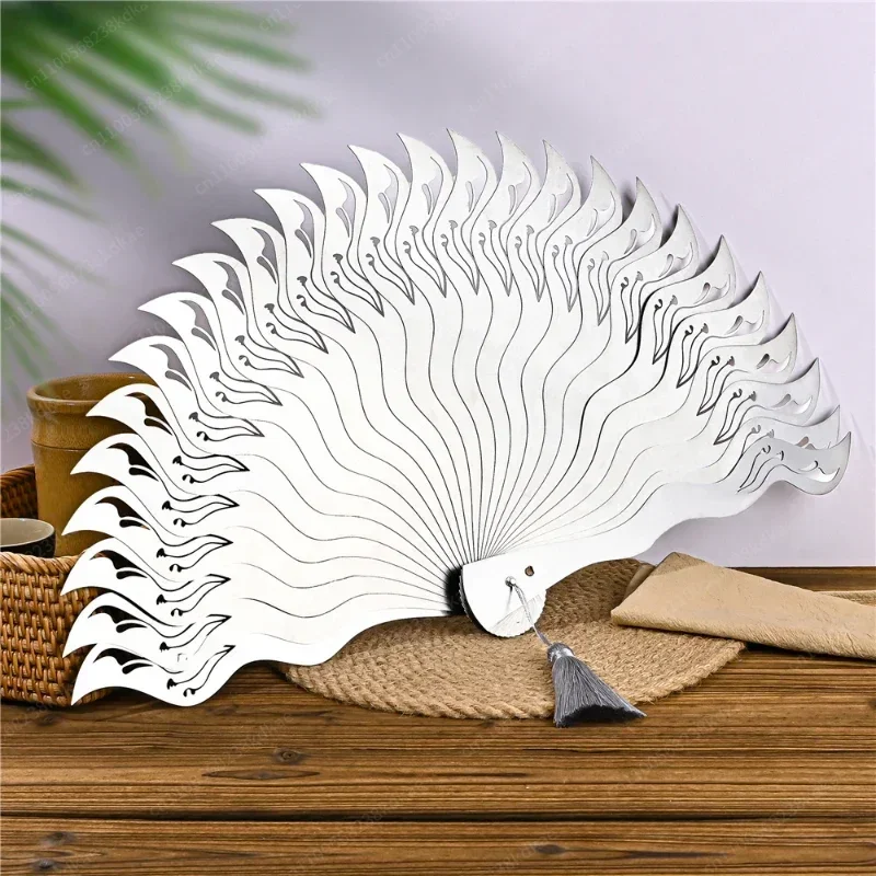 All‑Metal Folding Martial Arts Fan, Stainless Steel Kung Fu Fitness Flying Feather Style Steel Fan