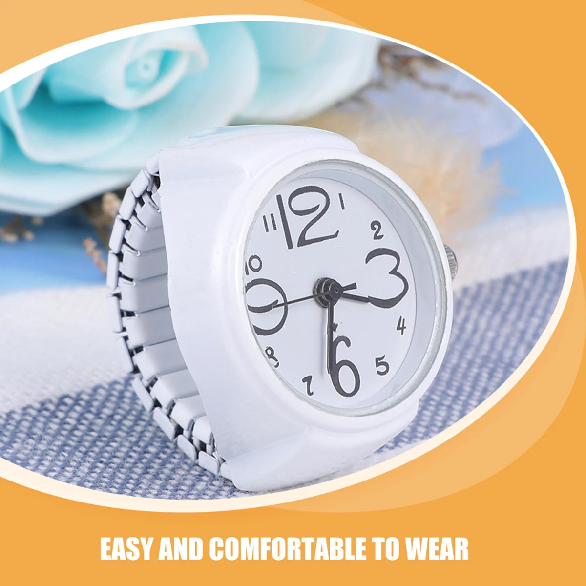 2 pçs chique anel relógio para mulheres masculino na moda relógio de dedo com mostrador de quartzo claro forte construção de aço inoxidável versátil wear