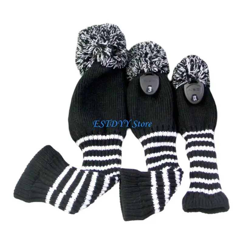 

G6DE 3pack Soft Lined Golf Club Protectors Driver Fairway Cover Knitted Head Cover Suitable for Various Skill Level