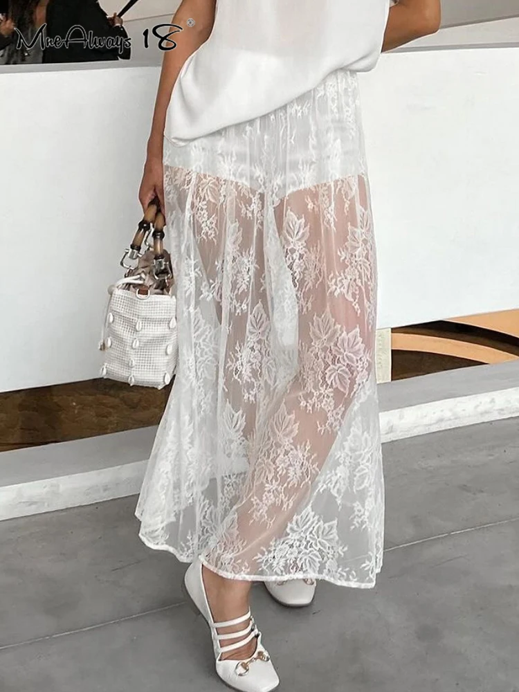 Mnealways18 Jacquard Weave Skirts With Shorts Perspective Elegant Women A-Line Skirt Street Style Casual Long Ladies Skirts 2025