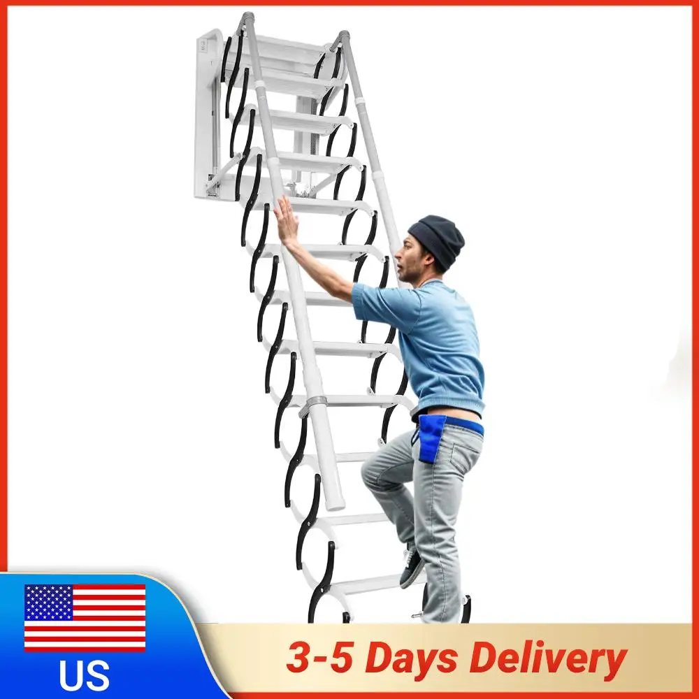 

Настенная складная лестница для чердака, телескопическая чердачная лестница для дома, использования внутри/вне помещений, для склада/подвала