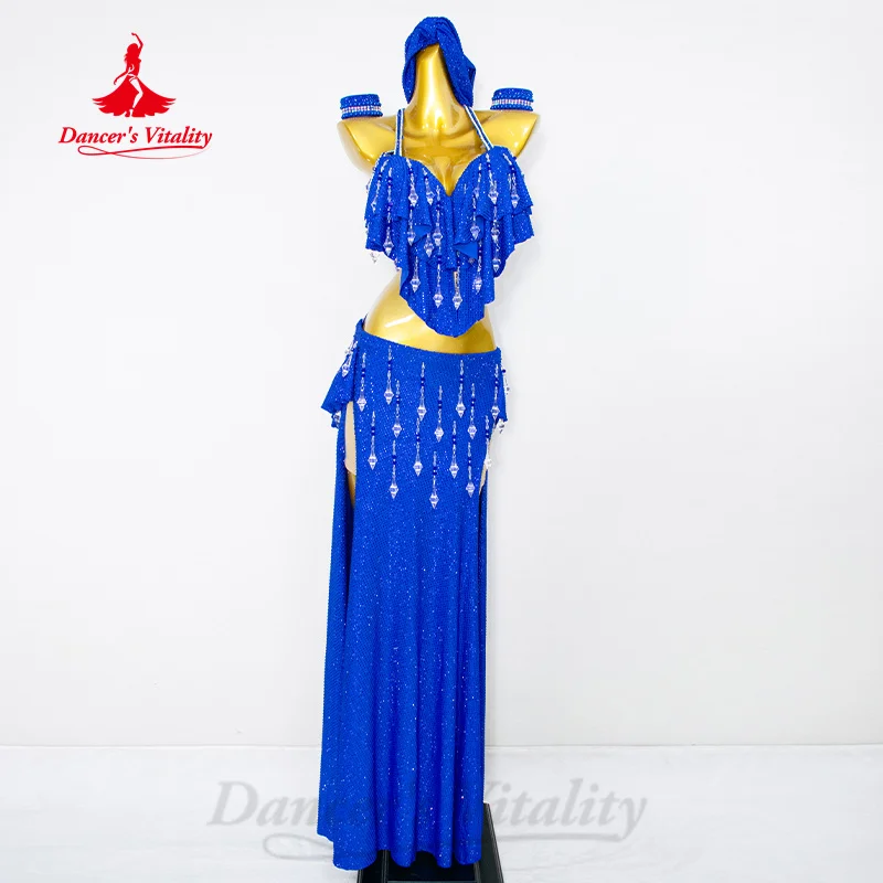 BellyDance Suit Women's Customized Luxury Diamond Bra+Tassel Long Skirt 2pcs Oriental Dance Professional Performance Costumes