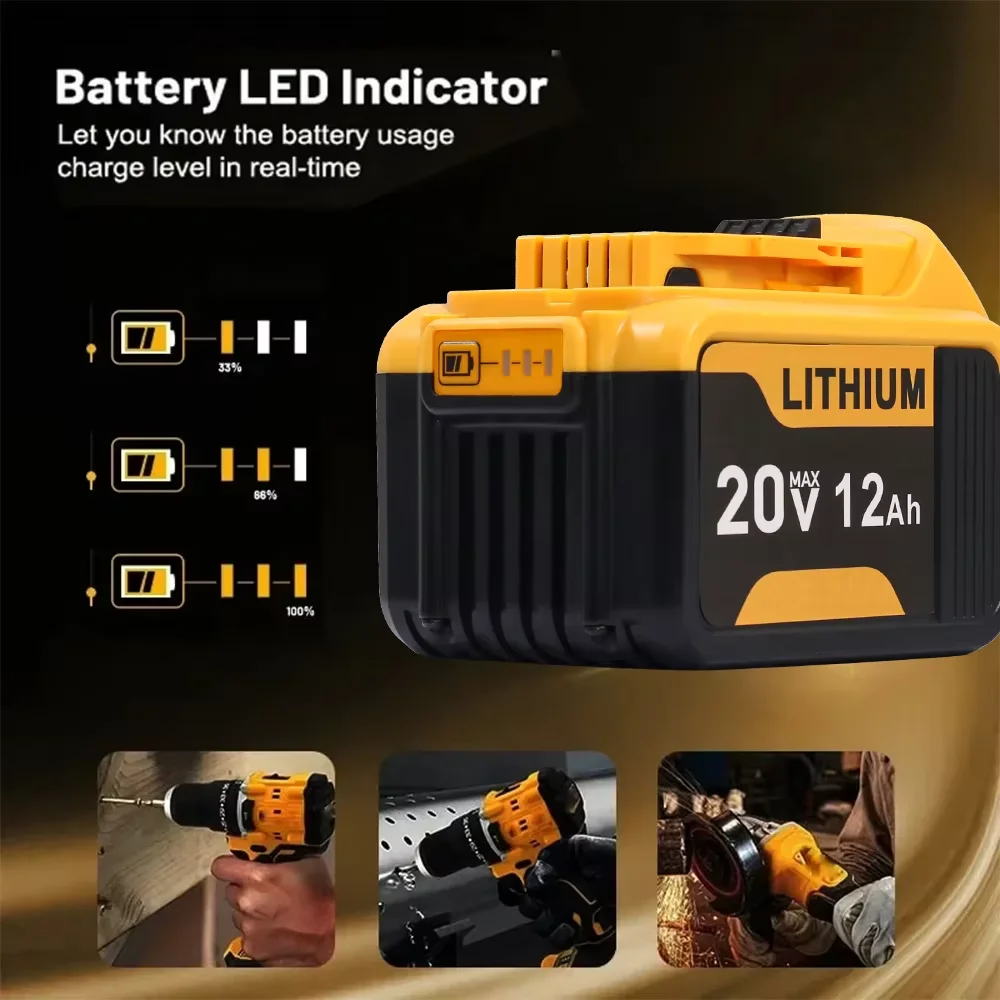 12.0Ah Pil Değişimi DEWALT 20V - Power Tools Yellow And Black incelemesi ve fiyatı