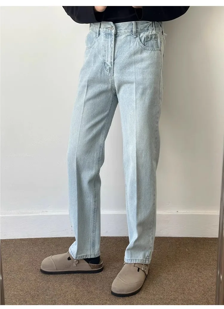 

XT2024 New Fashionable Korean Style High End Pure Cotton Casual Men's Jeans Light Colored Straight Leg Jeans for Youth