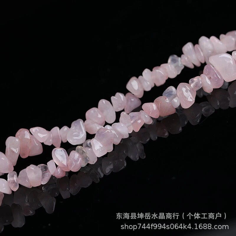 Wholesale natural rose quartz, perforated crushed stone chain, irregular long strip crushed stone jewelry accessories, diy headw
