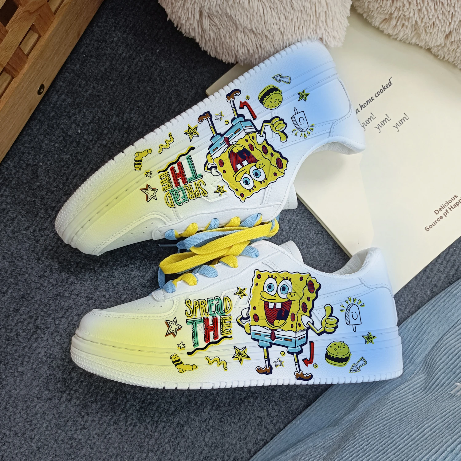 New cartoon SpongeBob SquarePants princess cute Casual shoes soft sports shoes for girlfriend gift EU size 35-44