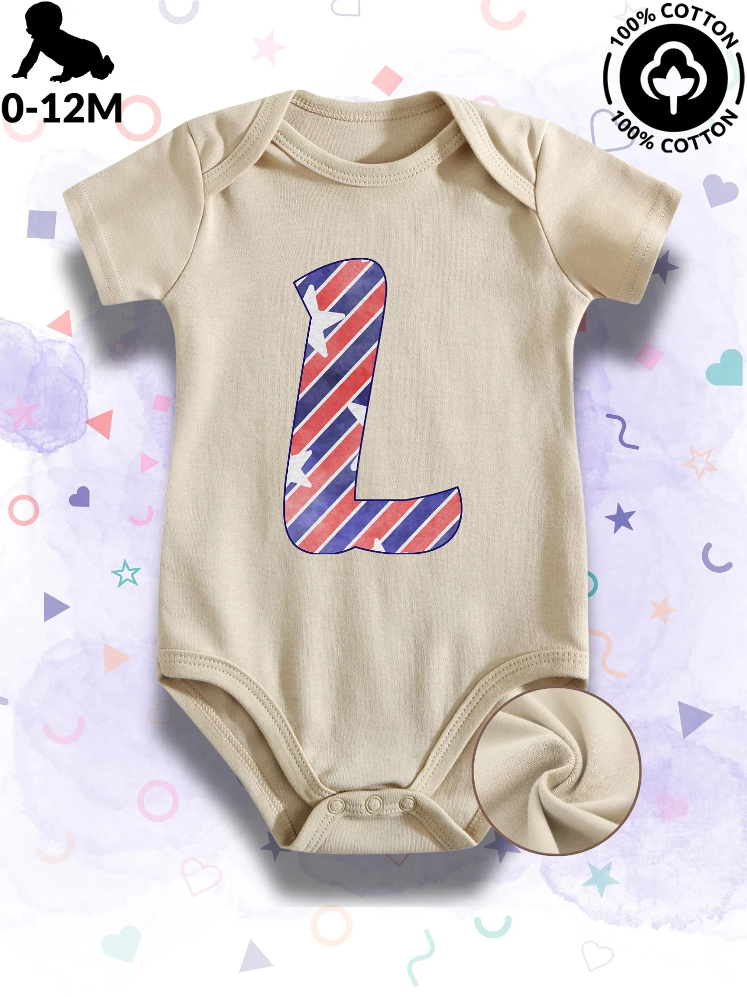 

Детский комбинезон унисекс с ретро-патриотическим принтом, 100% хлопок, мягкий, всесезонный, бежевый, для ползания, 190 г/м²