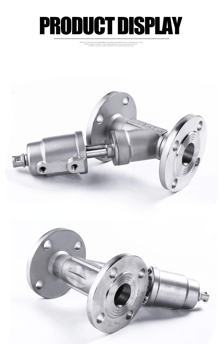 Detalhe 1 de Válvula solenoide Pneumatic actuator angle seat valve normally close DN15-DN65 flange cut-off valvehigh temperature body for steam SS 304 Água e vapor