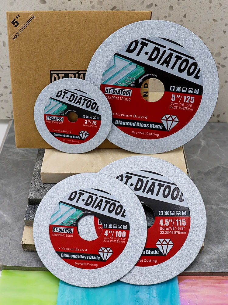 DT-DIATOOL Glasschneidscheibe, 125 mm, 1/2 Stück, ultradünnes Lamellen-Scheibenrad zum Schneiden von Glas, Jade, Weinflasche, Fliesen, Keramik, Marmor – Detail 2