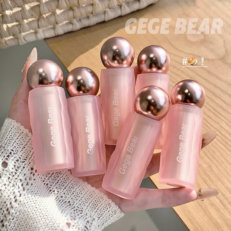 طين شفاه Gege Bear Velvet غير لامع، صبغة ناعمة وعالية لارتداء طويل الأمد، ولون شفاه مخملي غير لامع