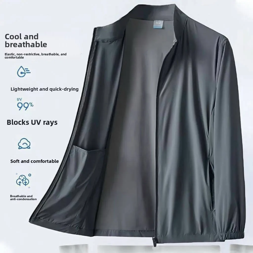 Ultra-Thin Breathable Ice Silk Stand Collar Original Yarn Sun Protection Outdoor Clothing Summer New Style Ultra-Light UV Pro...