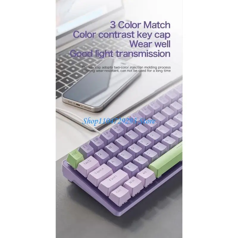 Y2GD K65 78Key لوحة مفاتيح ألعاب Blue/Red Mames Computers Computers لوحة المفاتيح الساخنة