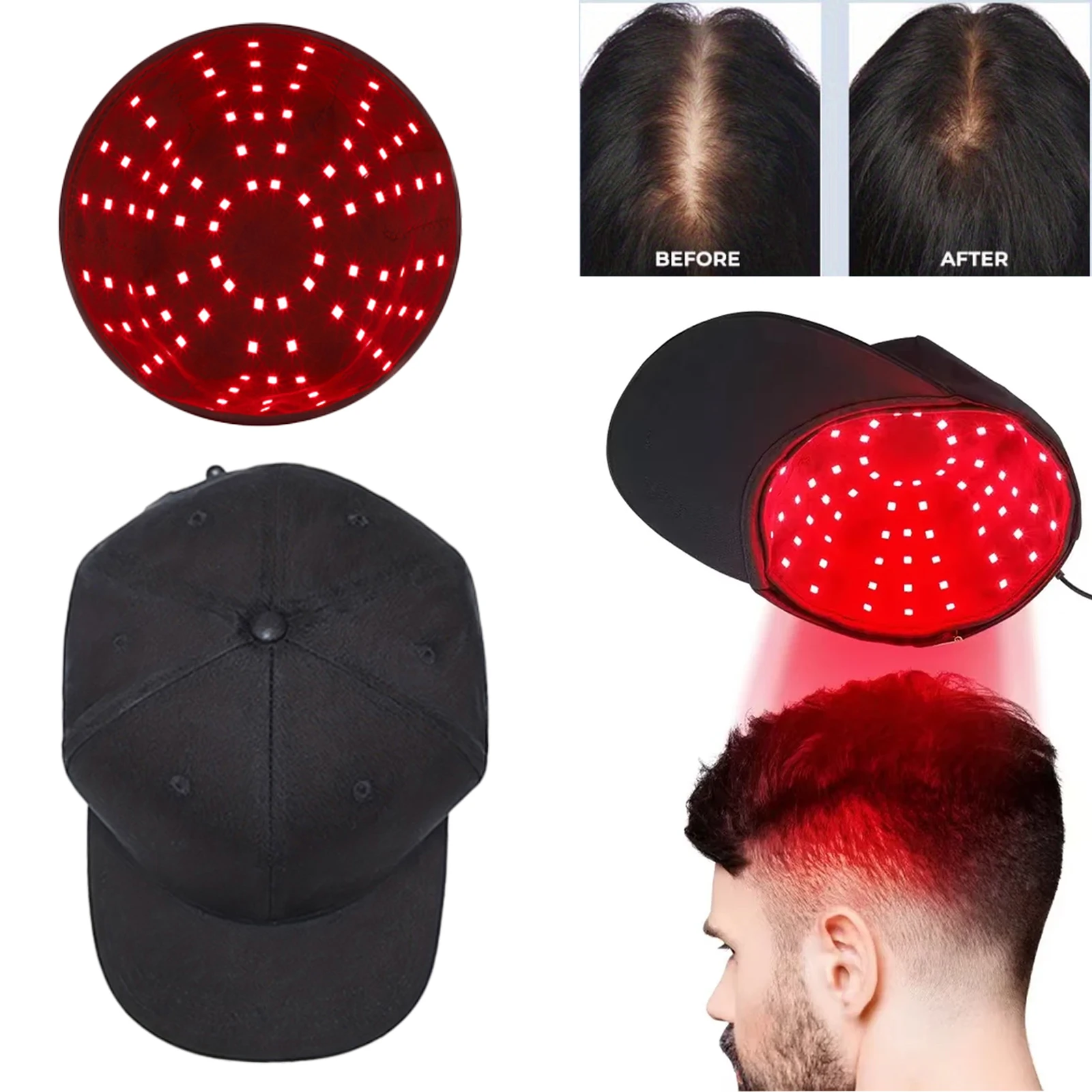 Upgrade 96Pcs Infrared LEDs 660nm&850nm 10Hz Pulse Red Light Therapy Hair Growth Cap for Hair Regrowth Anti Hair Loss Hair Care