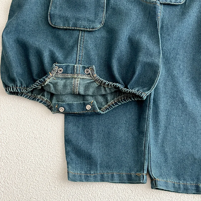 Summer Newborn Infant Baby Girls Clothes Cute Toddler Denim Jumpsuits Boys Brothers Sisters Denim Cotton Bodysuits Outfits Twins