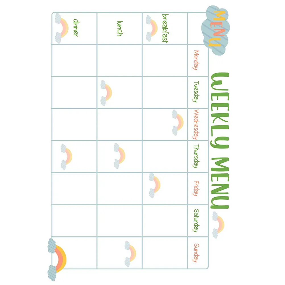 Weekly Meal Planner Sticky Dry Erase Board for Fridge Menu Calendar Notepad Home Kitchen Organization Tool Sticky Meal Planner