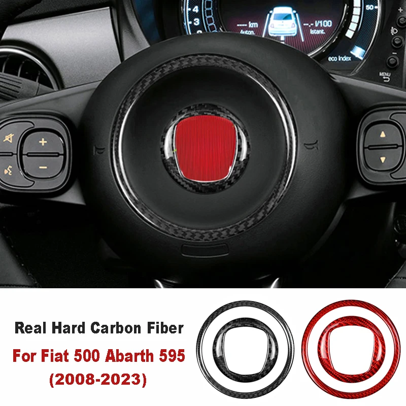 

Hard Carbon Fiber For Fiat 500 Abarth 595 695 2008-2010 2011-2019 2020 2021 2022 2023 Steering Wheel Central Emblem Ring Sticker