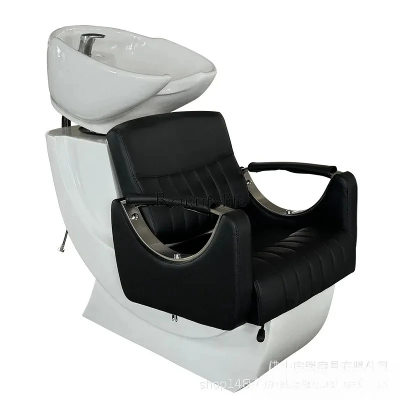 

02Barber Shop Lying Half Shampoo Flushing Bed High-End Simple Sitting for Hair Salon Shampoo Chair