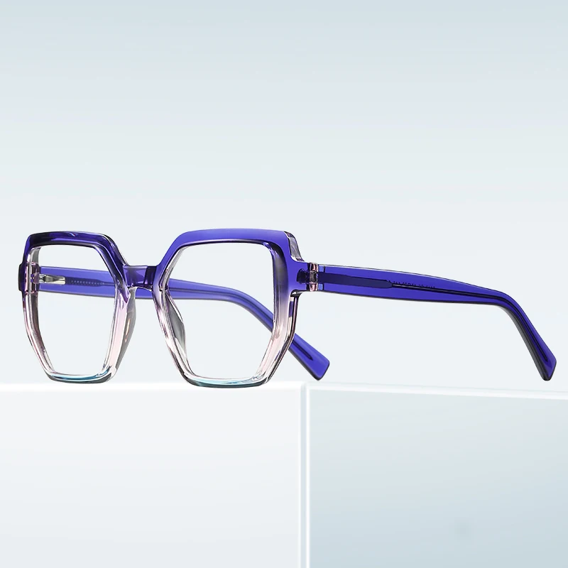 BEMORE Stylish TR90 Large Frame Myopia Prescription Eyewear Reading Anti Blue Light Transparent Optical Glasses for Woman