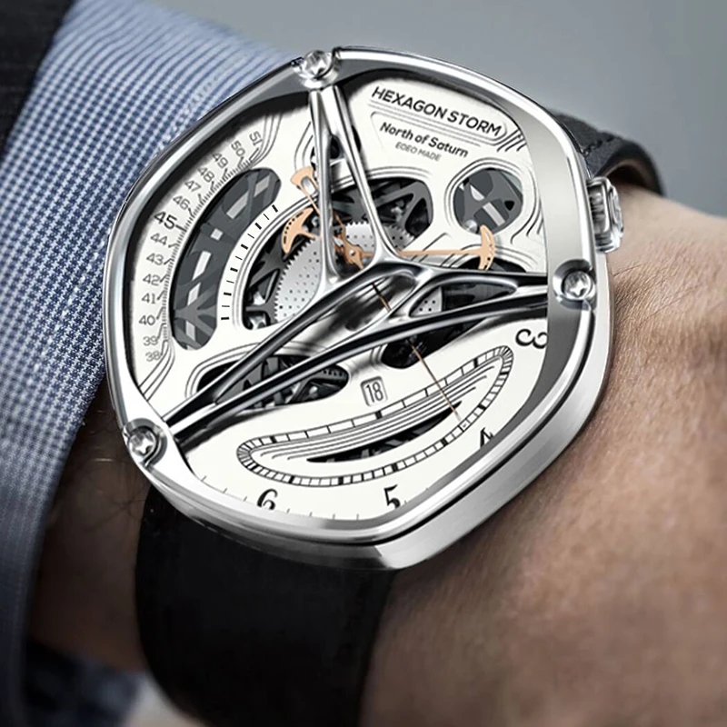 EOEO Luxury Brand Mens orologi in acciaio inossidabile moda orologio da polso da uomo Business Hong Kong movimento orologio meccanico impermeabile