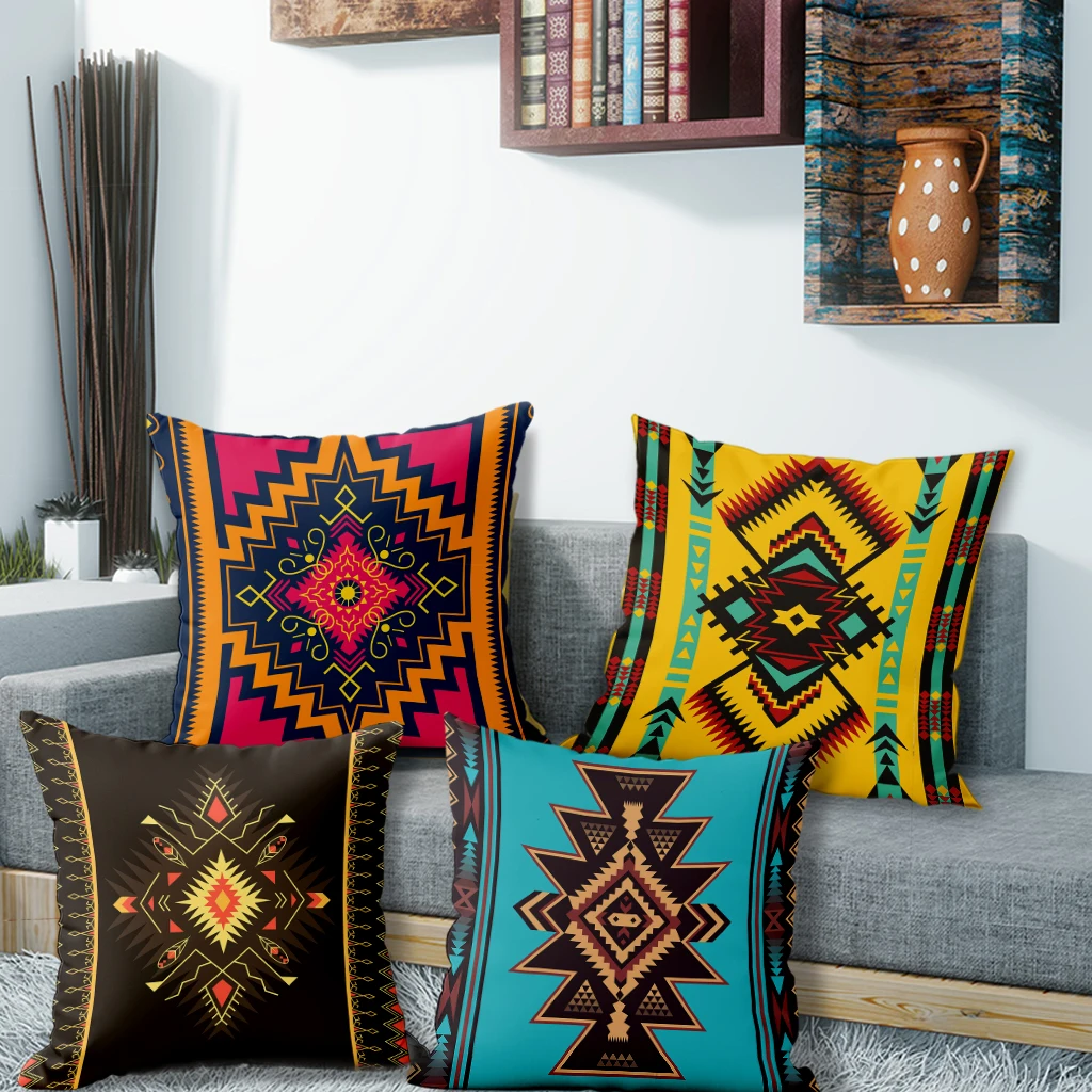 

4pc Colorful Geometric Patterned PillowcasesSuitable for sofa car bedroom decorative cushion cover pillow cover