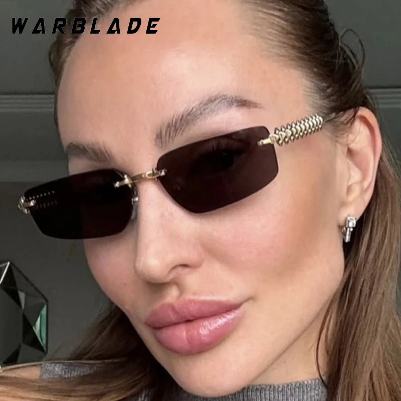 

New Trend Polygonal Rimless Metal Leg Women Sunglasses Luxury Design Men Sunglass Summer Travel Multi-color Lenses Eyewear UV400