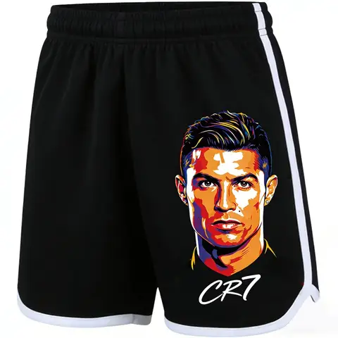 Summer New Printed Cristiano Ronaldo Fashionable Casual Black Sports Shorts, Adult Children Trendy Quick Drying Sports Pants