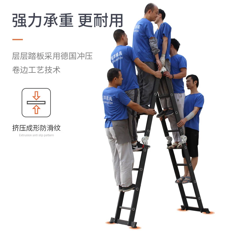 Household Ladder Folding Telescopic Ladder Multifunctional Attic Elevator Aluminum Alloy Miter Ladder Engineering Ladder