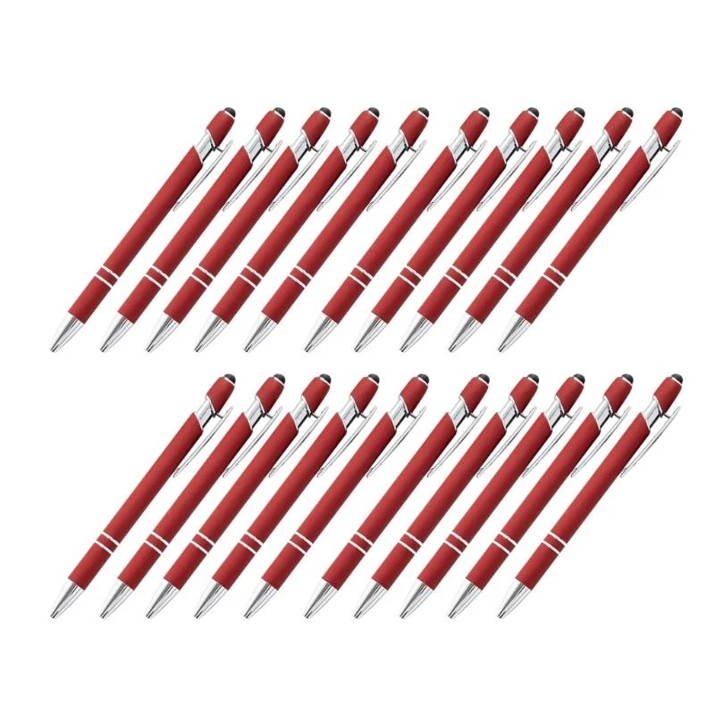  20Pcs Retractable Metal Ballpoint Pen with Touching Screen Tip 1.0mm Tip Smooth to Write for Office