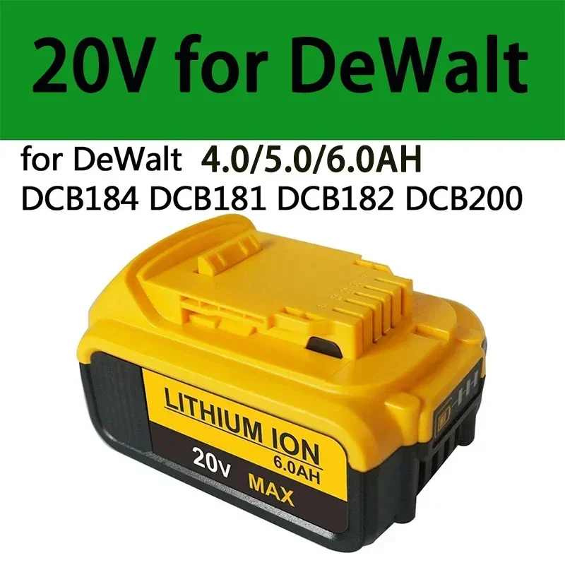 battery 20V 4Ah 5Ah 6Ah DCB200 Replacement Li-ion Battery for DeWalt DCB205 DCB201 power Tool set 20Volt For dewalt  Batteries