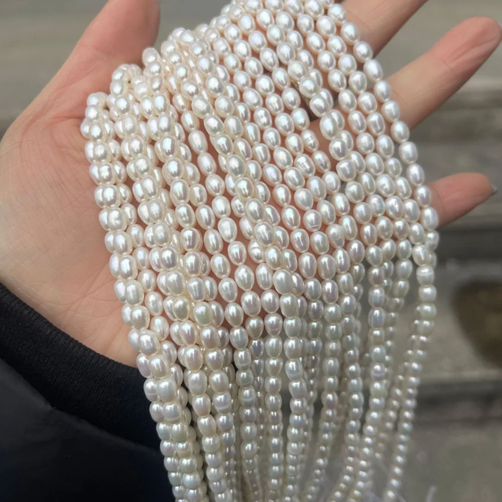 4-5mm High Quality AAA Natural Freshwater Pearl High-gloss Rice-shaped Beads for Jewelry Making DIY Necklace Bracelet Accessory