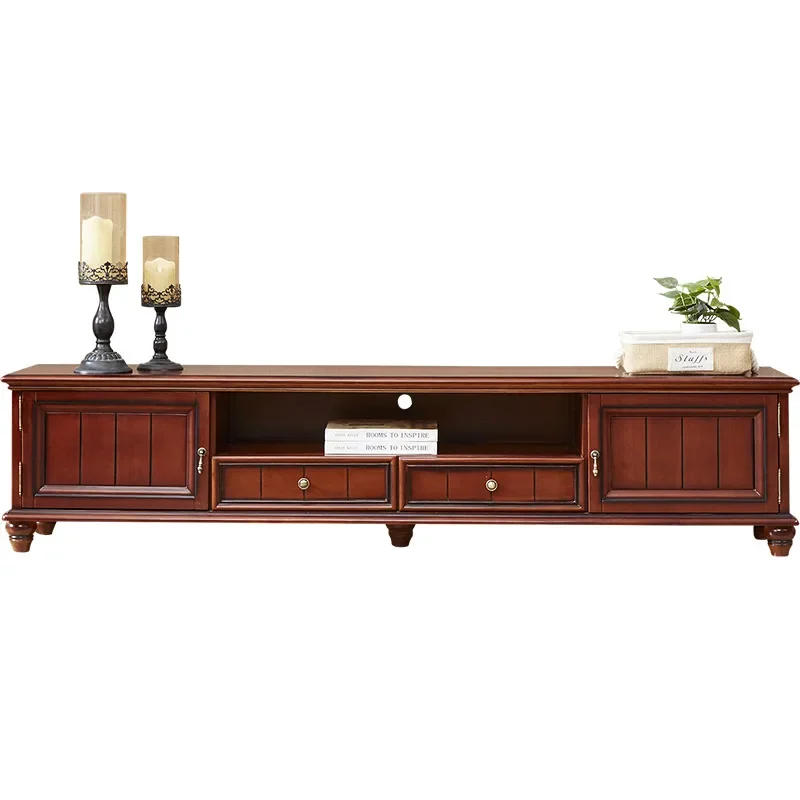 FG26American solid wood TV cabinet living room furniture audio-visual length double door double drawer cabinet