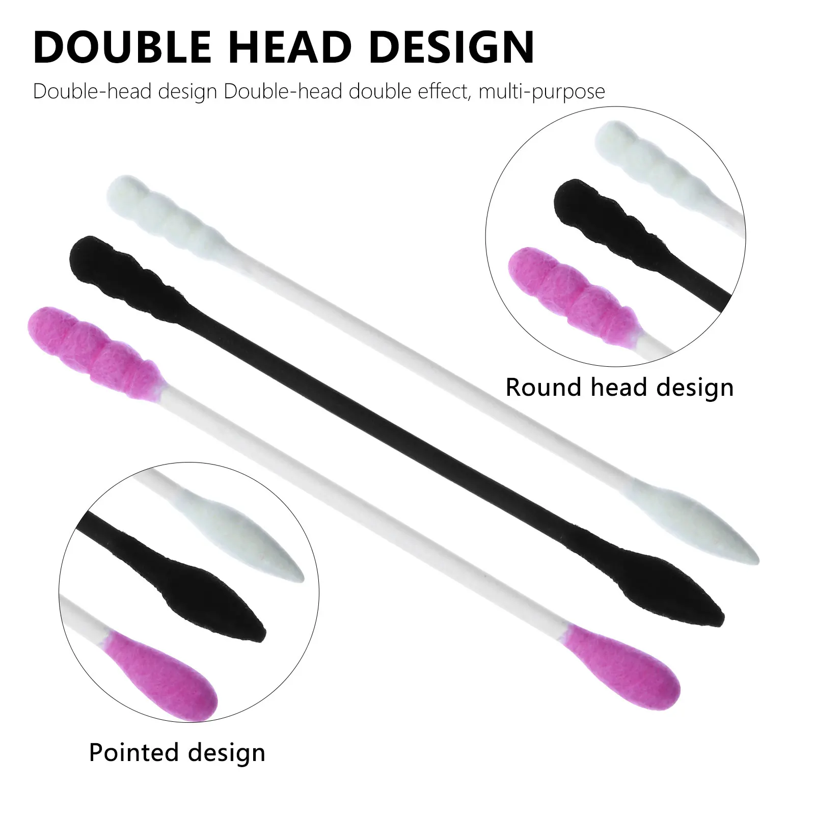 3 قطعة 3 عبوات من مسحات عصا القطن برأسين، مسحات تنظيف حلزونية فائقة الامتصاص، أداة توزيع الأذن بمقبض طويل