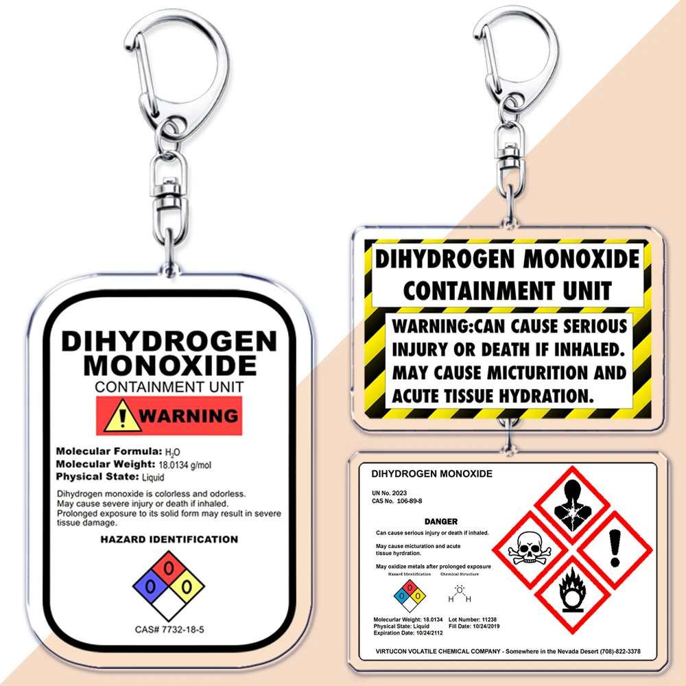 مضحك ثنائي الهيدروجين أول أكسيد المفاتيح بوس كيرينغ ل اكسسوارات حقيبة المياه العلوم H2O مفتاح سلسلة خاتم المشجعين الأصدقاء الهدايا #1