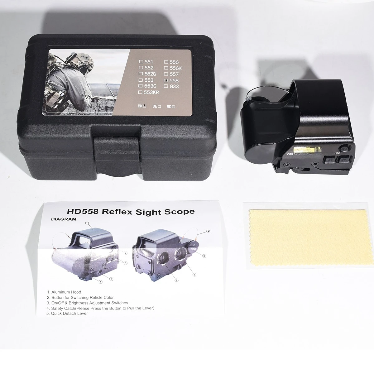 E*t*ch 553 556 558 Holographic Red Green Dot Sight Hunting Red Dot Reflex Scope Collimator 20mm QD Rail view 6