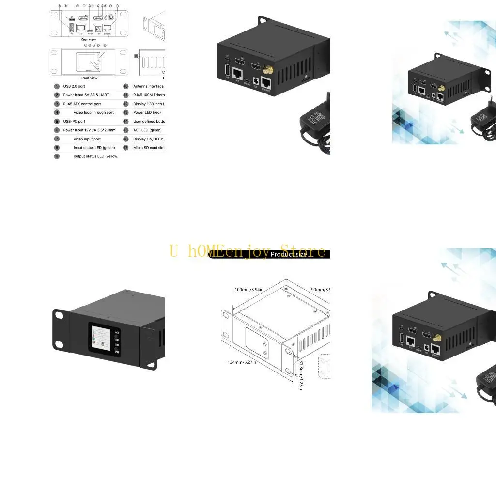 

B0KF 1.33in Color Display Support WiFi & Multilingual for Remote Server KVM Over PoE Video