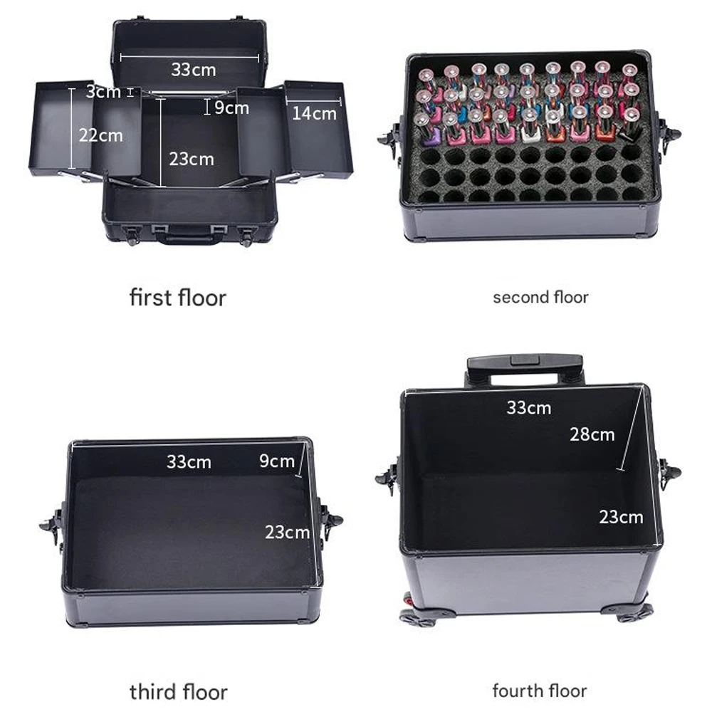 Cosmetic Case Rolling Luggage Makeup Train Trolley Large Capacity Suitcase with Lock Swivel Wheels For Salon Barber Manicurist