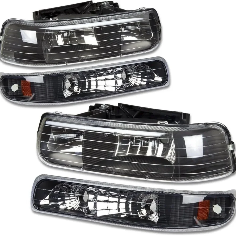 1 Set 4 Piece Headlight Head Light for Chevrolet Chevy Suburban 1999 2000 2001 2002