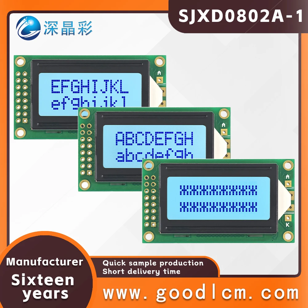 

Industrial control Russian characters LCD 0802 display screen JXD0802A-1 STN grey Positive 8X2 character LCM display module