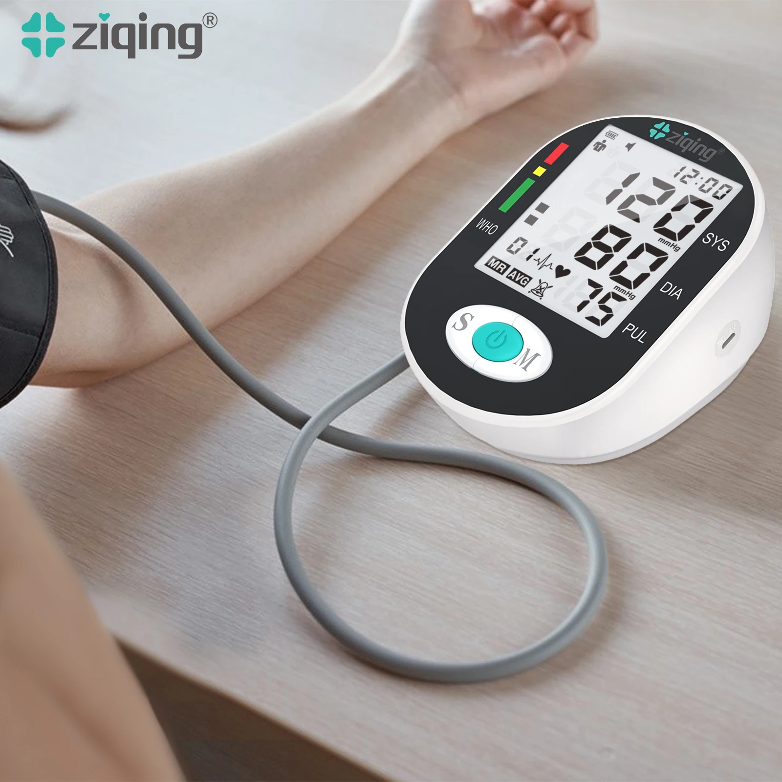 ziqing Blood Pressure Monitor Upper Arm Automatic Tonometer Wrist Digital Blood Pressure Meter BP Medical Sphygmomanometer Pulse