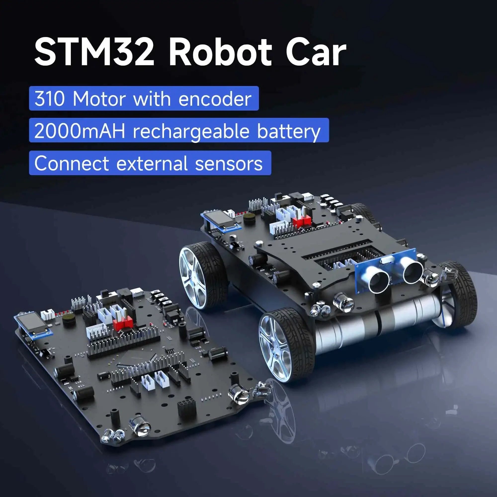 

STM32 Smart Car Adopt STM32F103ZET67 Chip With 310 Encoder Motor Ultrasonic Module STM32 Development Board And Robot Car 2-in-1