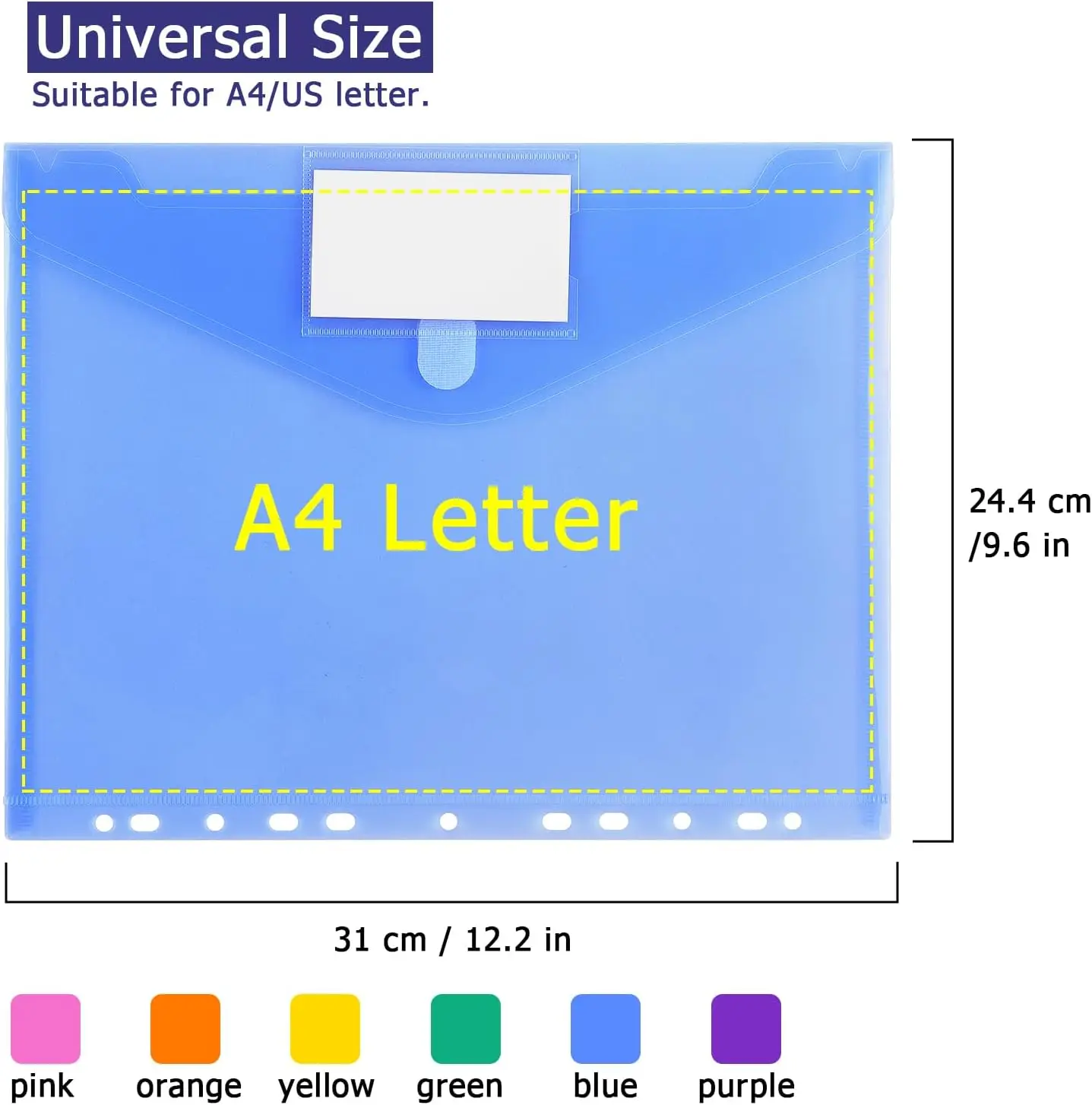 Nuove cartelle tascabili colorate/trasparenti da 11 fori, confezione da 6, cartelle raccoglitore con tasche per materiale scolastico per ufficio, formato lettera