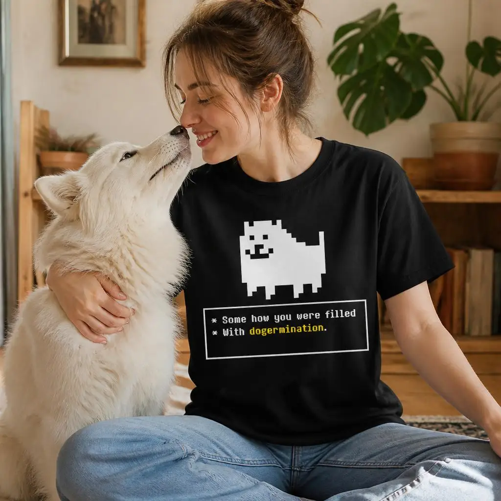 Undertale Annoying Dog T Shirts Casual Tees Short Sleeve Round Collar T-Shirt Pure Cotton Tops