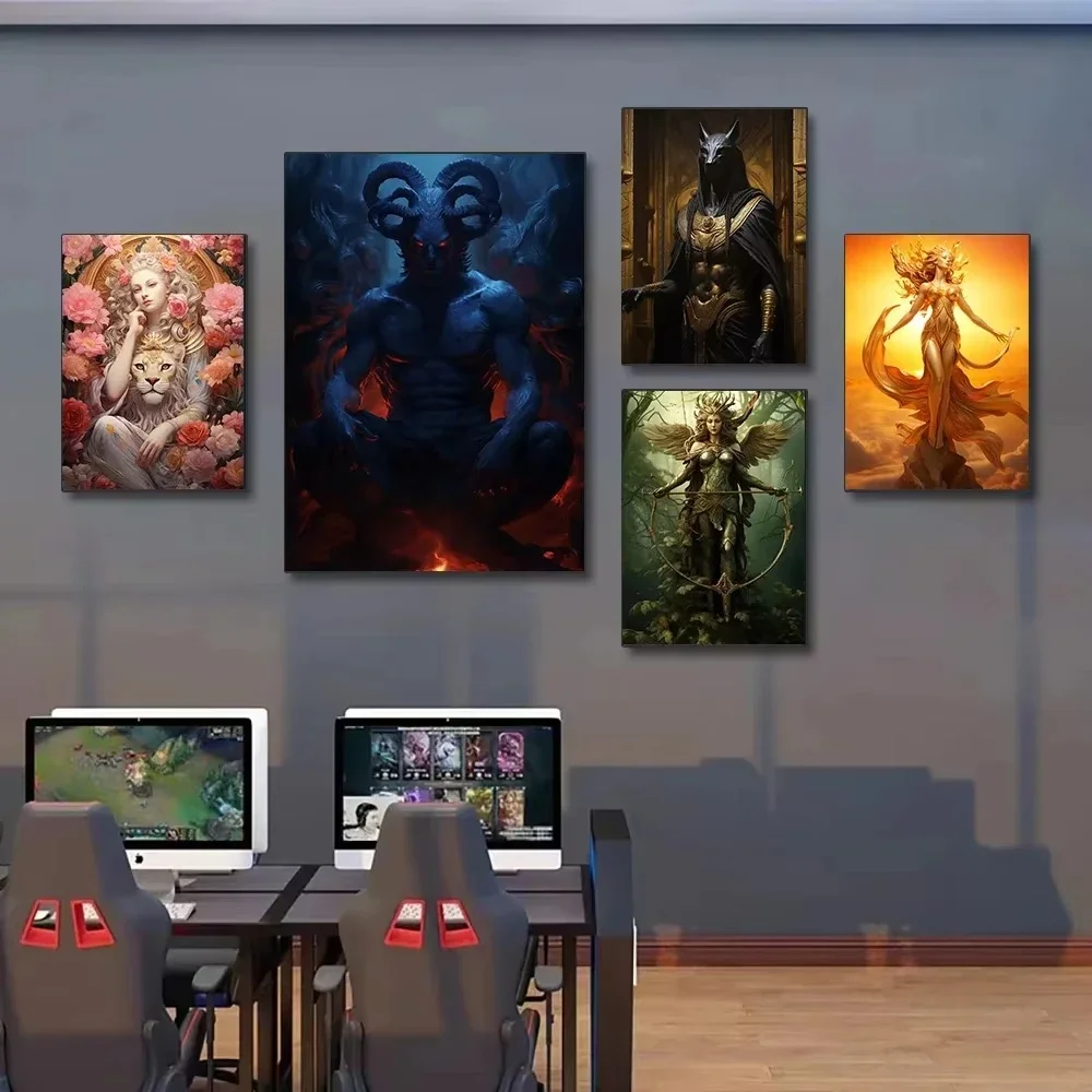 لوحات أثينا الداخلية لديكور المنزل ، فن الحائط ، ملصق قماش ، الماشية ، شيطان الملك ، غرفة الرياضة الإلكترونية ، الأساطير اليونانية #3