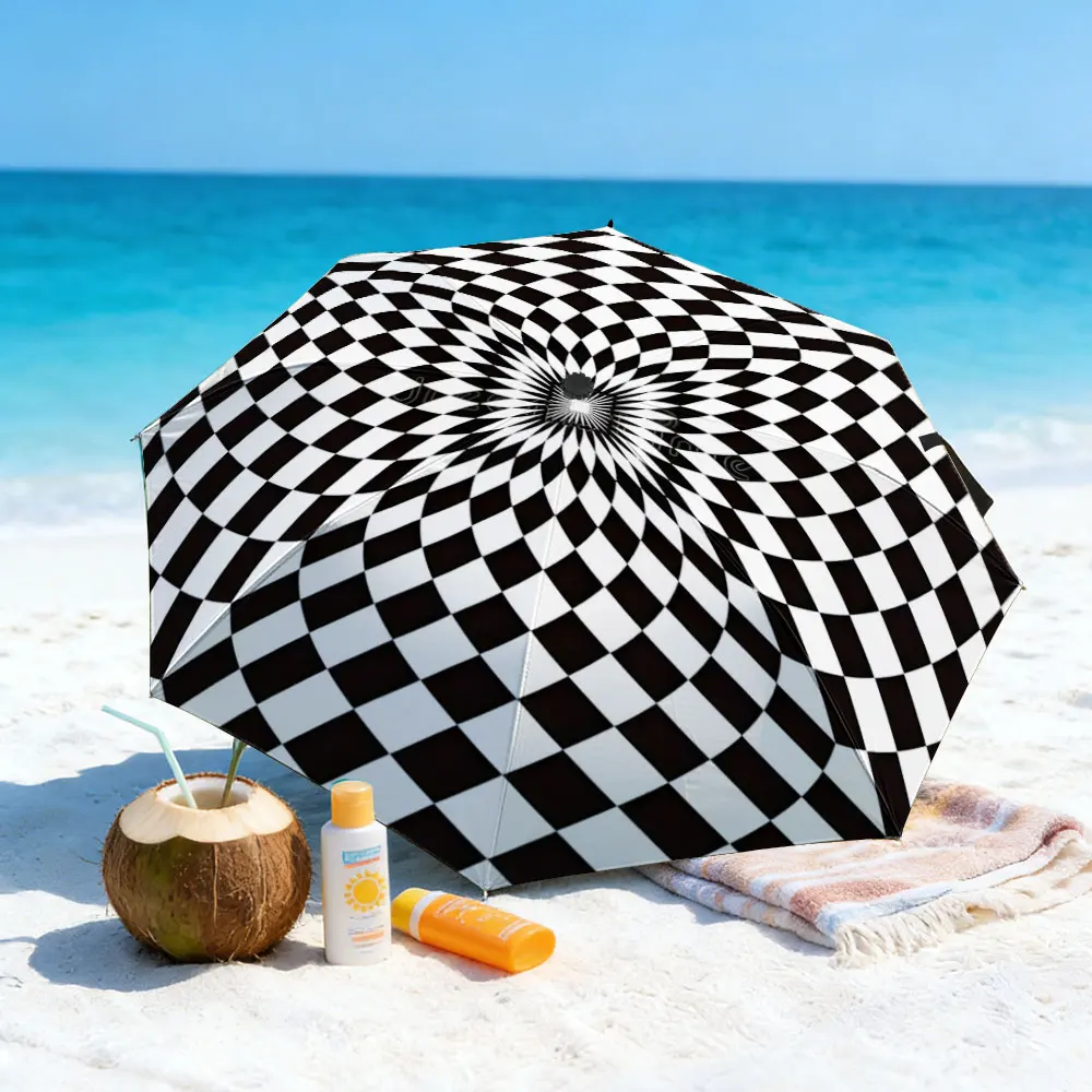 1PC Optical Illusion Umbrella by the Lake Print 8 Iron Ribs Folding Umbrella Auto-Open Fashion Sunshade