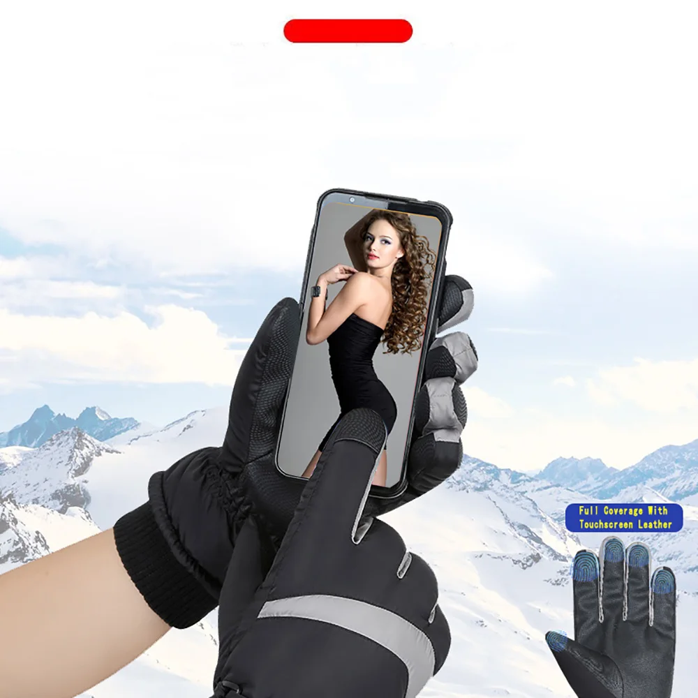 1Pair Ski Gloves Waterproof &Windproof-Thickened Warm&Snowboard&Touch Screen&Cycling&Workout&Outdoor Winter Gloves for Men&Women