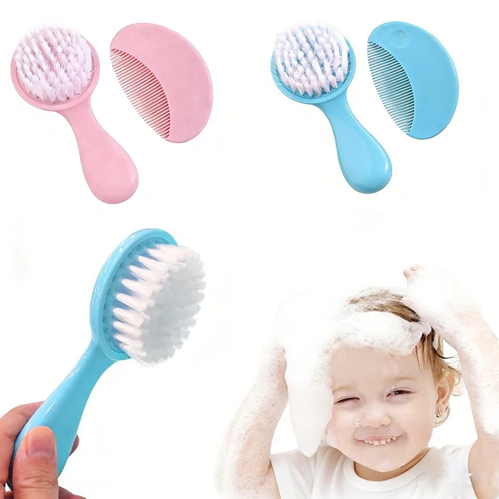 

2pcs Baby Comb Set Baby Care Hair Brush Comb Newborn Baby Hair Soothing Baby Bathroom Care Hair Comb