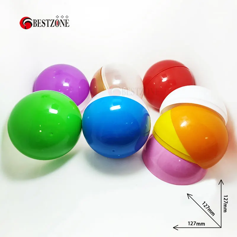 5Pcs 5Inch 127mm Big Colorful Plastic PP Surprise Ball Toy Capsule Packing Package Empty Container Can Open For Vending Machine