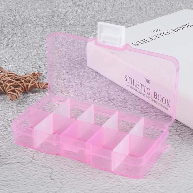 Detachable Plastic Box PP Transparent Lidded Jewelry Tool Organizer 10 Compartments Plastic Storage Box Jewelry Container